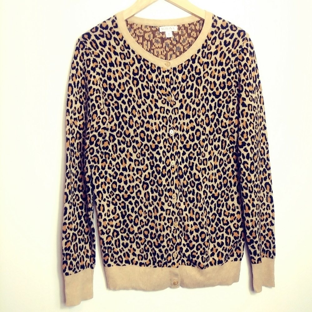 MERONA Animal Print Button Front Sweater